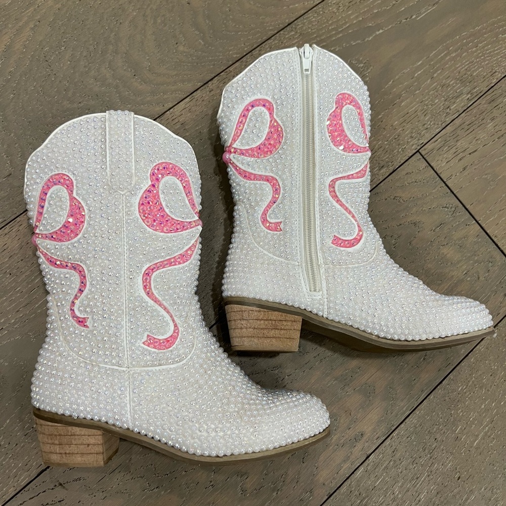 Lola + The Boys White and Pink Kids Boots